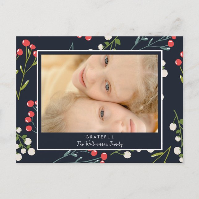 Cartão de Natal Festivo Holly Berries (Frente)