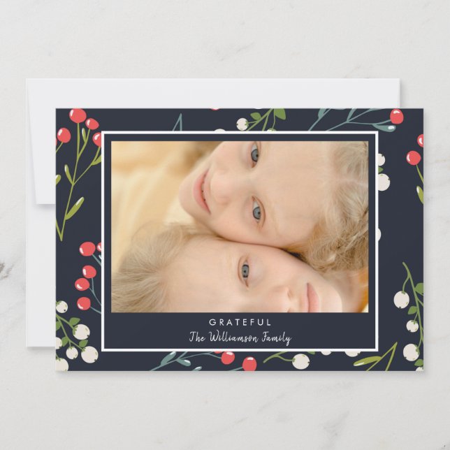 Cartão de Natal Festivo Holly Berries (Frente)