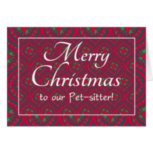 Cartão de Natal Festivo para Pet-sitter Red Green