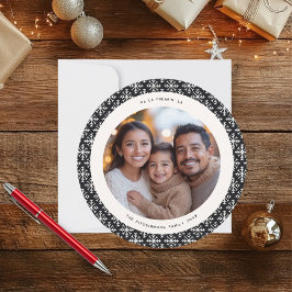 Cartão de Natal Festivo Preto e Branco Moderno