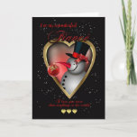 Cartão de Natal Fiance - Snowman In Heart<br><div class="desc">Cartão de Natal Fiance - Snowman In Heart</div>