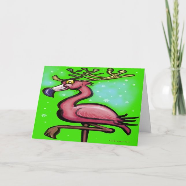 Cartão de Natal Flamingo (Frente)