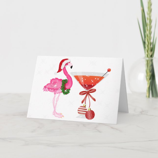 Cartão de Natal Flamingo Cocktail - SRF (Frente)