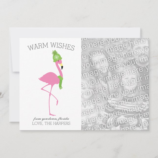 Cartão de Natal Flamingo Rosa (Frente)