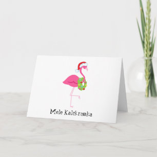 Cartão de Natal Flamingo Rosa Rosa Mele Kalikimaka