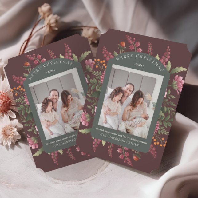 Cartão de Natal Floral de inverno Moody (Criador carregado)