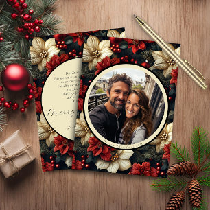 Cartão de Natal Floral de Vintage Orçamental