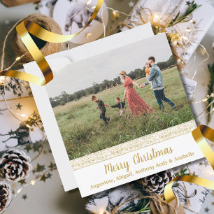 Cartão de Natal Floral Dourado Elegant Vintage