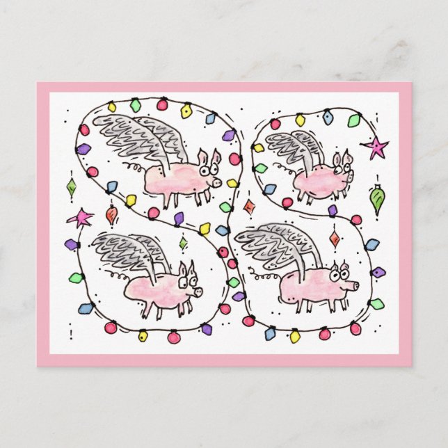 Cartão de Natal "Flying Future Bacon" (Frente)