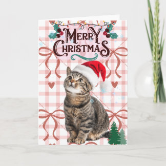 Cartão de Natal Fofo de Gato Malhado