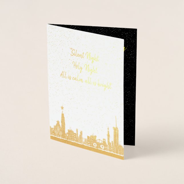 Cartão de Natal Folha de Natal Silent Carol Holida (Frente)