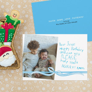 Cartão de Natal Fotografado "Querido Jesus" Blue C