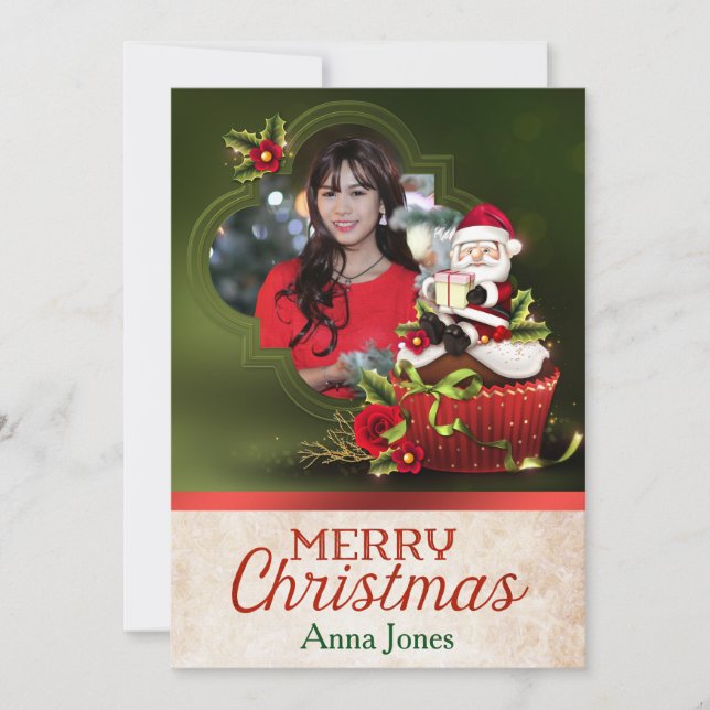 Cartão de Natal Fotográfico de papais noeis (Frente)