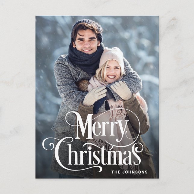 Cartão de Natal FOTOGRÁFICO Moderno Feliz Natal (Frente)