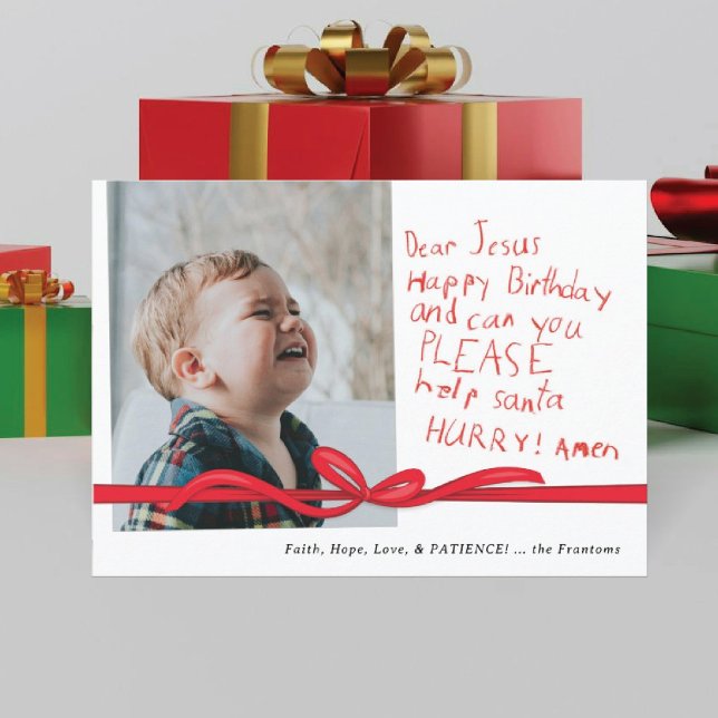 Cartão de Natal Fotográfico "Querido Jesus" (Criador carregado)