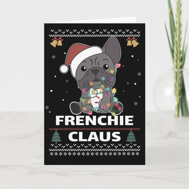 Cartão de Natal FRENCHIE CLAUS para Buldogue Franc (Frente)
