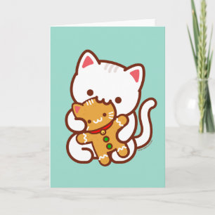 Cartão de Natal: Gato Faminto Comendo Gato de Bisc