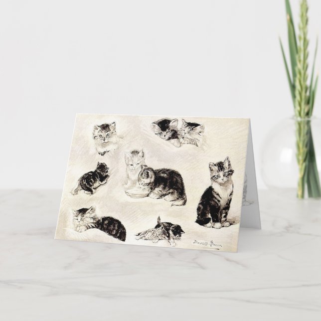 Cartão de Natal: "Gatos que comem e que jogam " (Frente)