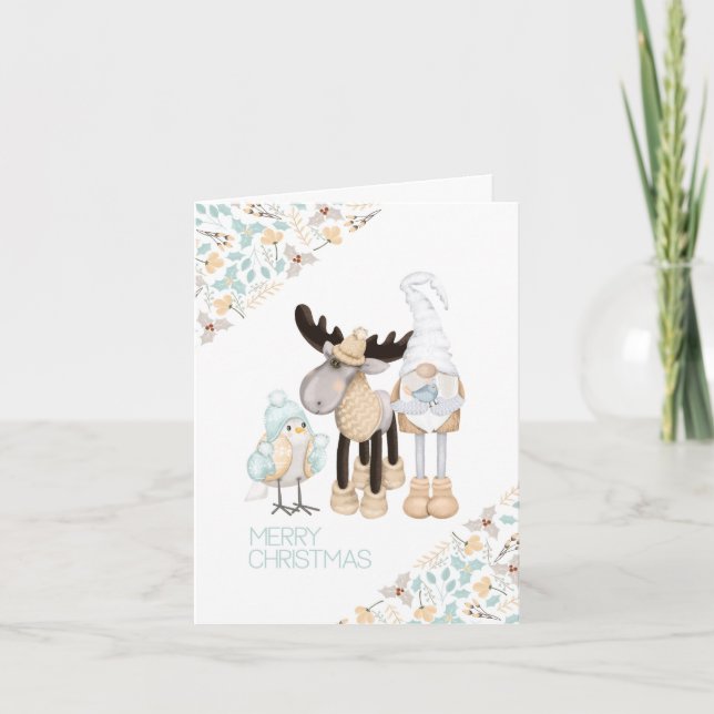 Cartão de Natal Gnome e Reindeer | Encantamento (Frente)