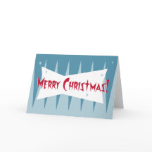 Cartão de Natal Googie do século médio: Azul