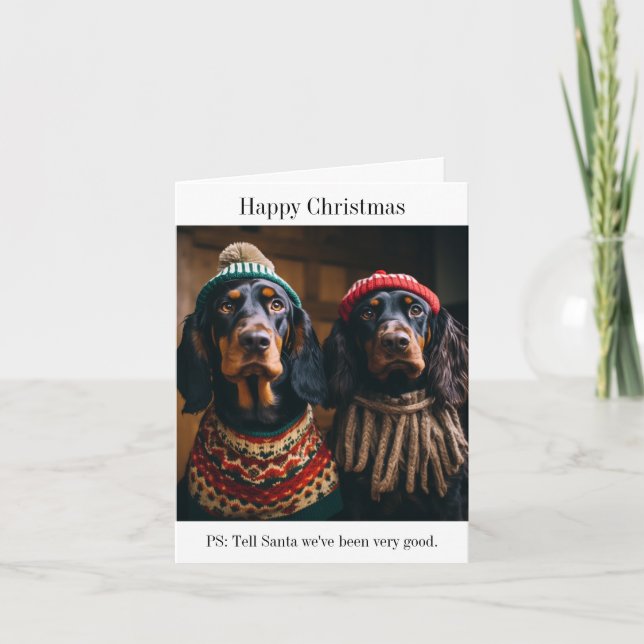 Cartão de Natal Gordon Setter Dogs (Frente)
