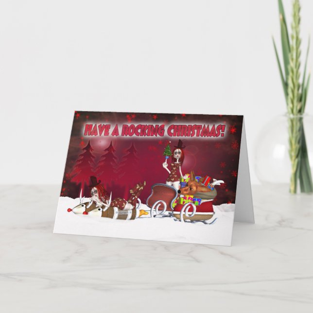 Cartão De Natal Gótico Com Bonecas De Aranha Na Ve (Frente)