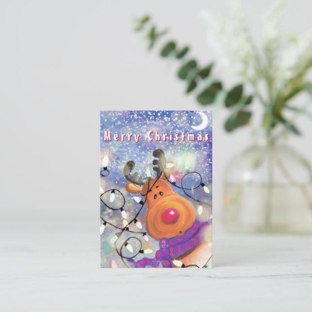 Cartão de Natal Happy Reindeer (Em pé/Frente)