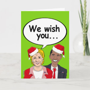 Cartão de Natal Hillary e Obama - Desejamo-vos Ame