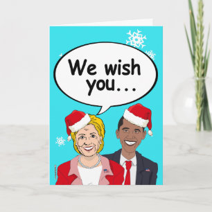 Cartão de Natal Hillary e Obama - Desejamo-vos Ame