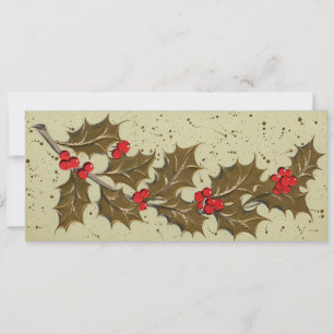 Cartão de Natal Holly de 1950