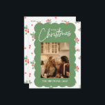 Cartão de Natal Holly Scallop<br><div class="desc">Projetado com amor em San Antonio,  🤠 TX</div>