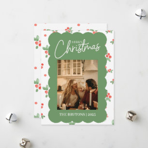 Cartão de Natal Holly Scallop