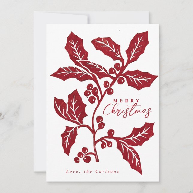 Cartão de Natal Holly trabalho de arte, Criado à m (Frente)