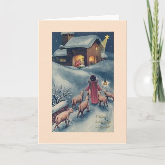 Cartão de Natal húngaro da natividade do anjo do (Frente)