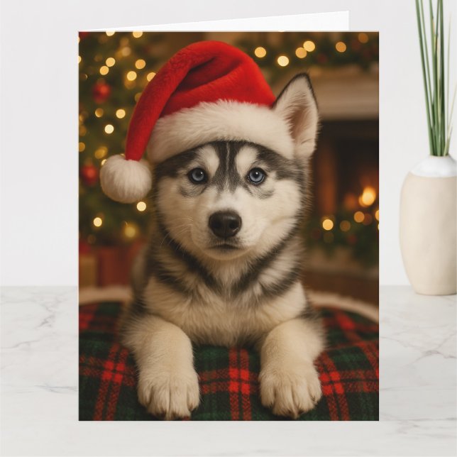 Cartão de Natal Husky (Frente)