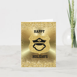 Cartão de Natal Ícone da Polícia Dourado