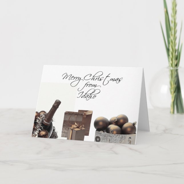 Cartão de Natal Idaho com ornamentos (Frente)