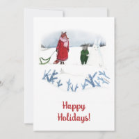 Cartão de Natal Ilustração do Coelho da Raposa de