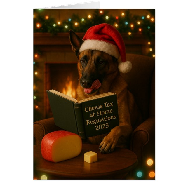Cartão de Natal 'Imposto sobre Queijo' do Malinois (Frente)