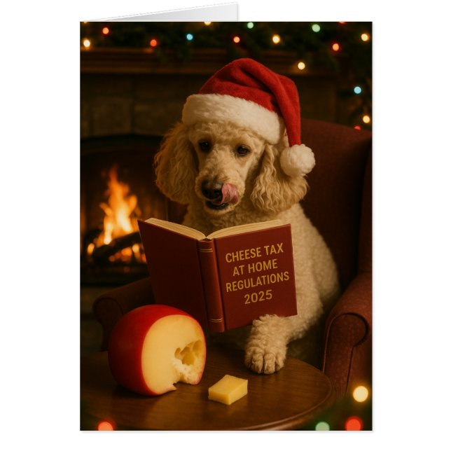 Cartão de Natal 'Imposto sobre Queijo' Poodle (Frente)