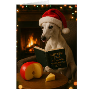 Cartão de Natal 'Imposto sobre Queijo' Whippet bra