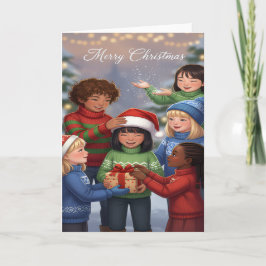 Cartão de Natal Infantil de Compartilhamento de Pr