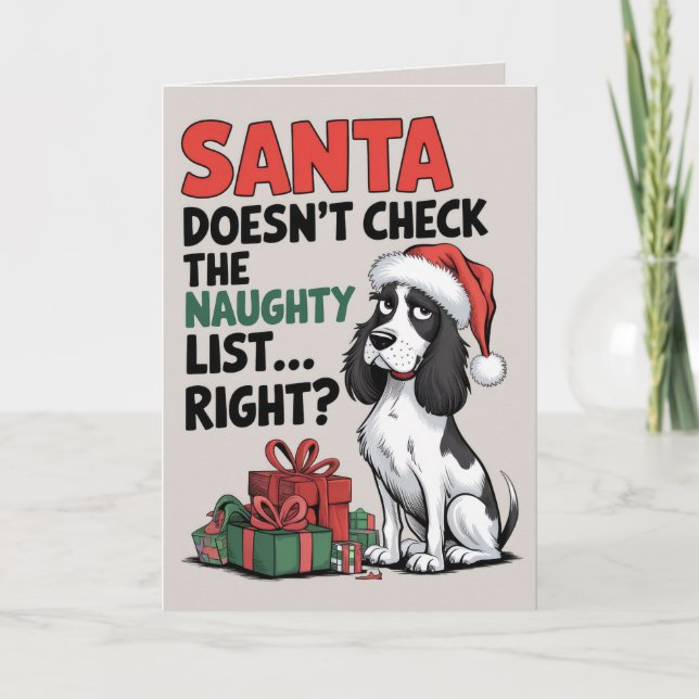 Cartão de Natal Inglês Springer Spaniel Engraçado (Frente)