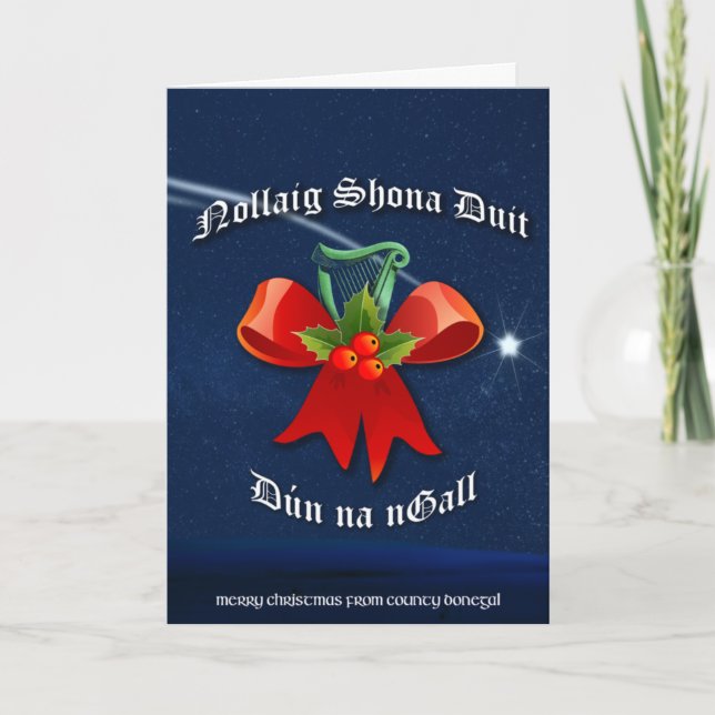 Cartão de Natal Irlandês Donegal - Nollaig Shona D (Frente)