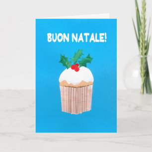 Cartão de Natal, italiano, Cupcake com Holly