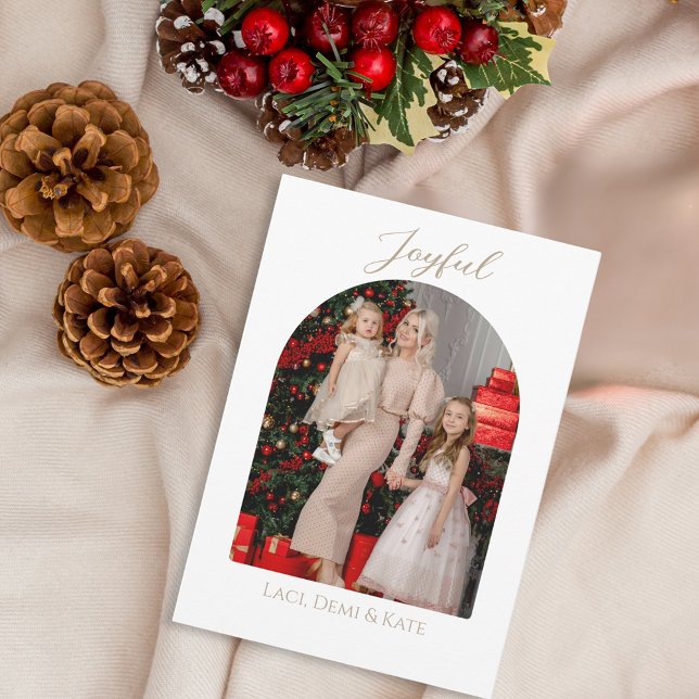 Cartão de Natal Joyful Elegant Arch (Joyful Elegant Arch Photo Christmas Card)