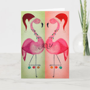 Cartão de Natal Joyous Flamingo: Cartão de Bi-colo