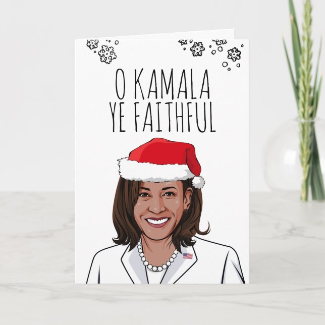 Cartão de Natal Kamala: O Kamala Ye Faithful (Frente)
