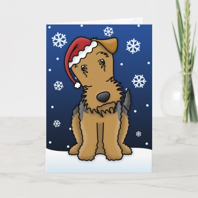 Cartão de Natal Kawaii Airedale Terrier (Frente)