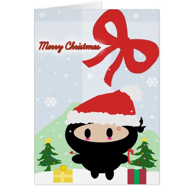 Cartão de Natal Kawaii Ninja (Frente)